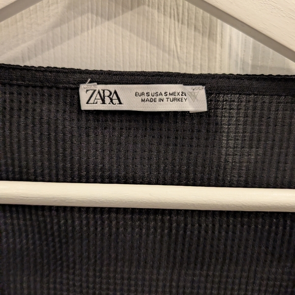 Zara Black Ruched Crop Top - Picture 7 of 9